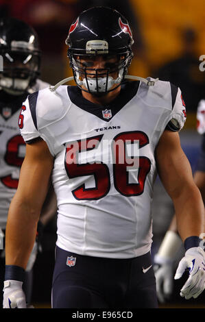 Pittsburgh, USA. 20. Oktober 2014. Brian Cushing #56 während der Pittsburgh Steelers Vs Houston Texans Spiel in Pittsburgh, PA Bildnachweis: Cal Sport Media/Alamy Live-Nachrichten Stockfoto