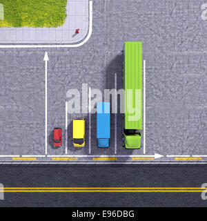 Logistik Transport Service Wachstum Geschäftserfahrung Grafiken Illustration mit bunten Autos Transportarten und Autobahn Stockfoto