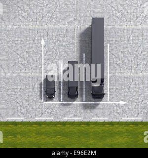 Logistik Transport Service Wachstum Geschäftserfahrung Grafiken Illustration mit schwarzen Transportwagen und Parkplätze Stockfoto