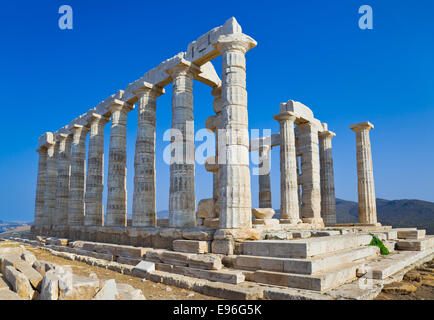 Poseidon-Tempel am Kap Sounion in der Nähe von Athen, Griechenland Stockfoto