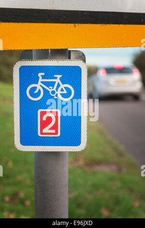 Empfohlene Route für Pedal Zyklen Zeichen Stockfoto