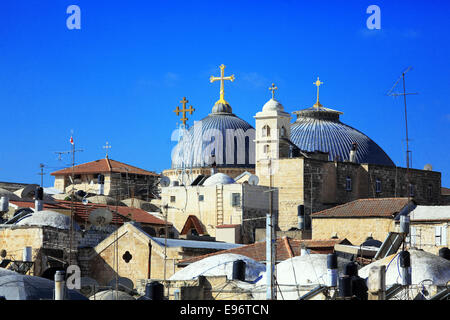 Dächer der Altstadt mit Heiligen Grabes Chirch Kuppel, Jerusalem, Israel Stockfoto