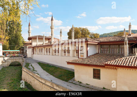 BACHTSCHYSSARAJ, Russland - 1. Oktober 2014: Ansicht des Khan Palast (Hansaray) in Bachtschyssaraj. Der Palast wurde im 16. Jahrhundert erbaut. und Stockfoto