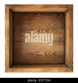 alte Holz Box Draufsicht isoliert Stockfoto