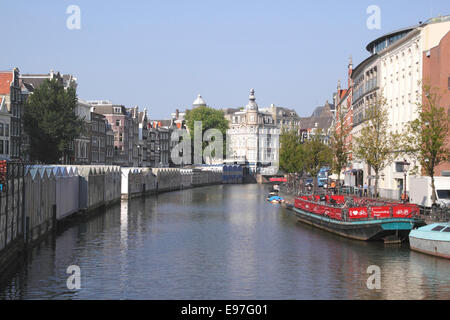 Singel-Kanal und Bloemenmarkt schwimmende Blumenmarkt Amsterdam Stockfoto