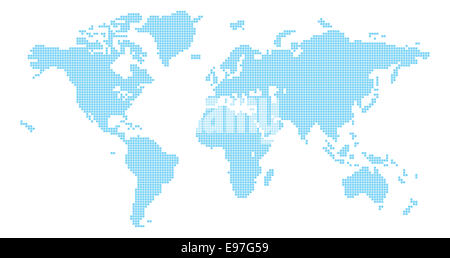 Welt Karte Darstellung der Weltkarte bestehend aus quadratischen Formen Quadrate Stockfoto