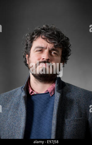 Ross Sutherland, Dichter, Musiker, Schriftsteller und Autor an der Edinburgh International Book Festival 2014. Edinburgh, Schottland. Stockfoto