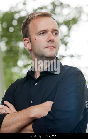 SID Lowe, Fußball-Korrespondent und Autor, auf dem Edinburgh International Book Festival 2014. Edinburgh, Schottland. Stockfoto