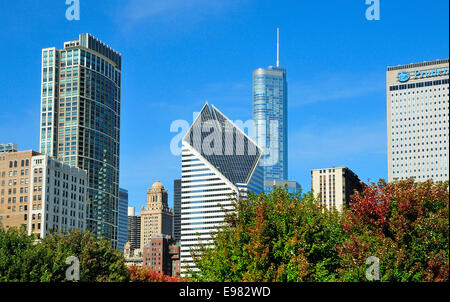 Skyline von Chicago vom Millennium Park. Stockfoto