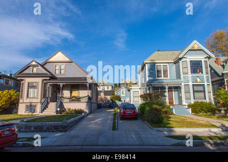 Viktorianische Häuser in Angelino Heights. Los Angeles, Kalifornien, USA Stockfoto