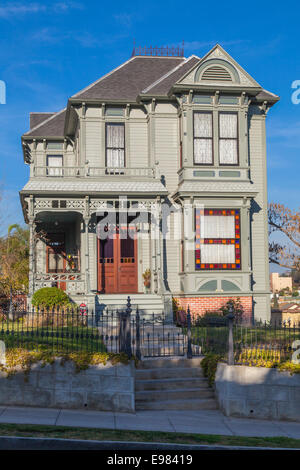 Viktorianische Häuser in Angelino Heights. Los Angeles, Kalifornien, USA Stockfoto