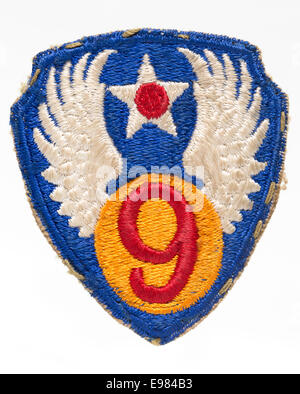 1940er Jahre des zweiten Weltkriegs Schulter Patch von der amerikanischen 9. United States Army Air Forces USAAF getragen Stockfoto