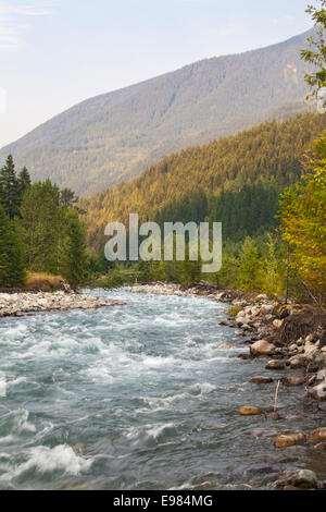 Carpenter Creek fließt in Slocan See, New Denver, Slocan Valley, West Kootenay, Britisch-Kolumbien, Kanada Stockfoto