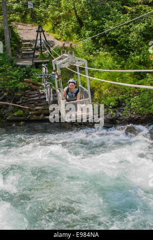 Übernahme von Carpenter Creek auf die Galena Trail, New Denver, Slocan Valley, West Kootenay, Britisch-Kolumbien, Kanada (M Seilbahn Stockfoto