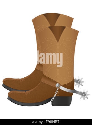 Cowboy-Stiefel Abbildung isoliert auf weißem Hintergrund Stockfoto