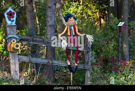 Vogelscheuche Herbst oder Halloween Dekoration Stockfoto