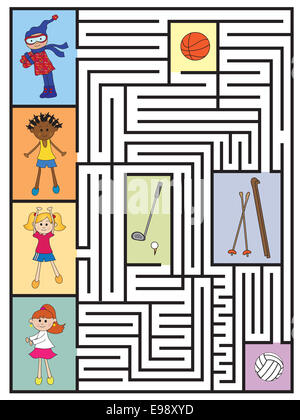 leichtes Spiel für Kinder: Labyrinth Stockfoto