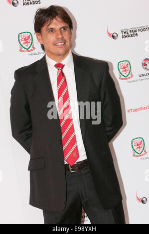 Football Association of Wales Preisabendessen 2014, St. David Hotel, Cardiff. Wales Teammanager Chris Coleman. Stockfoto