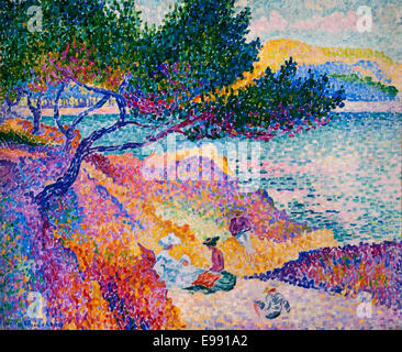 La Plage de Saint Clair Ou la Bois de Cavalière - Saint-Clair Beach oder das Holz von Cavalière Henri Edmond Cross 1856-1910 Frankreich Stockfoto