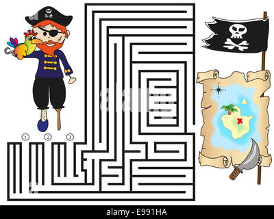 einfach-Labyrinth-Spiel für Kinder Stockfoto