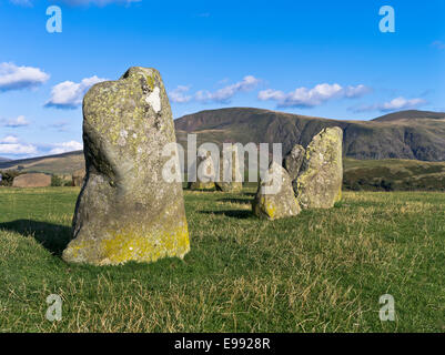 dh Castlerigg Steinen KESWICK SEENPLATTE neolithischen stehenden Steinen Low Rigg Hügel Stockfoto