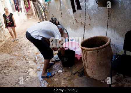 Temporäre Einwanderer aus Rumänien gekommen, um moralische de Calatrava, Ciudad Real, Spanien, in der Weinlese zu arbeiten. Stockfoto