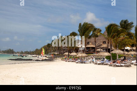Das luxuriöse Lux Hotel, Strand von Belle Mare, Mauritius Stockfoto