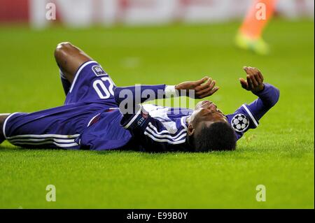 Anderlecht (Belgien). 22. Oktober 2014. UEFA Champions League Fußball. Anderlecht gegen Arsenal. Ibrahima Conte frustriert an ihren Verlust Credit: Action Plus Sport/Alamy Live News Stockfoto