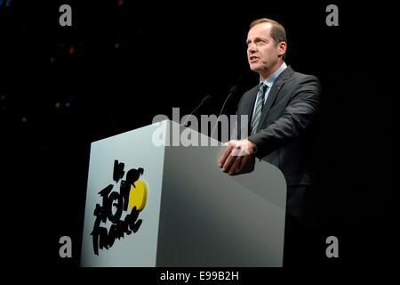 Paris, Frankreich. 22. Oktober 2014. Die Präsentation und Einführung der Tour de France Radsport Tour 2015. Christian Prudhomme Director Credit: Aktion Plus Sport/Alamy Live-Nachrichten Stockfoto