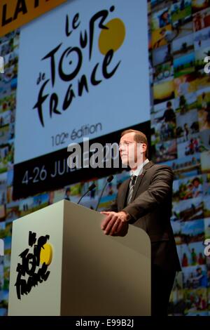 Paris, Frankreich. 22. Oktober 2014. Die Präsentation und Einführung der Tour de France Radsport Tour 2015. Christian Prudhomme Director Credit: Aktion Plus Sport/Alamy Live-Nachrichten Stockfoto