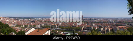 Panoramablick auf Lyon von Fourvière Hügel Stockfoto