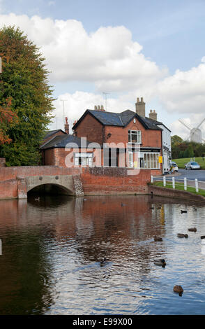 Der Ententeich am Dorfplatz in Finchingfield in Essex - UK Stockfoto