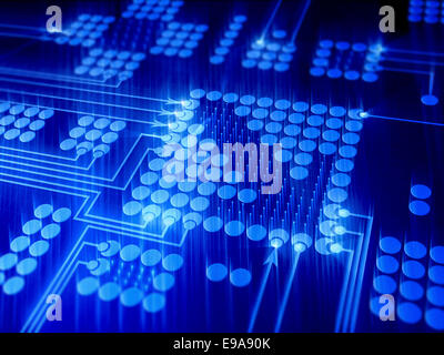 Abstrakte Geschäfte oder Technologie 3d Illustration. Pfeil-Symbol der Leiterplatte Elemente Stockfoto