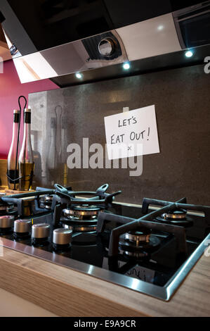 Lasst uns essen gehen! Stockfoto