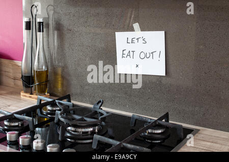 Lasst uns essen gehen! Stockfoto