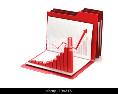 Unternehmen Diagramm oder Diagramm und Business Office-Ordner. Konzeptionelle 3d Darstellung Stockfoto