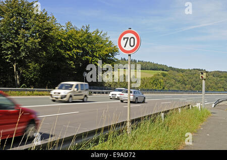 Radarkontrolle, Olpe, Deutschland Stockfoto