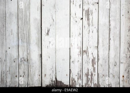 Hintergrund der verwitterten weiß lackiertem Holz Stockfoto