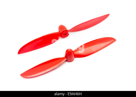 Paar rote Propeller für Radio gesteuert Modellflugzeuge. Stockfoto