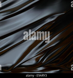 Abstrakte schwarzem Tuch oder Flüssigkeit Wellen Oberfläche des gewellten Falten Seide Textur Stockfoto