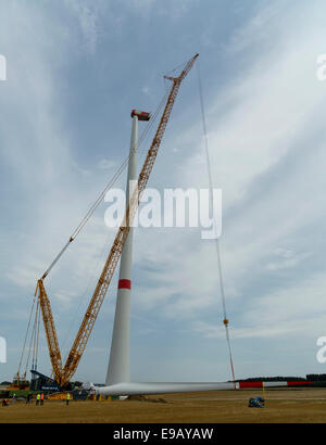 Bau einer Windkraftanlage, Bermaringen, Baden-Württemberg, Deutschland Stockfoto
