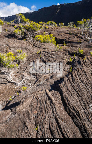 Erstarrter Lava im Krater des Vulkans Piton De La Fournaise, Reunion Stockfoto