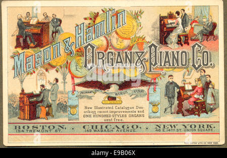 Handel-Karte für Mason & Hamlin Orgel & Piano Company Stockfoto