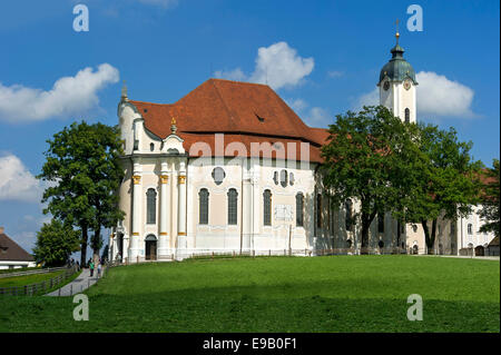 Wallfahrtskirche Wieskirche, Steingaden, Pfaffenwinkel, Upper Bavaria, Bavaria, Germany Stockfoto