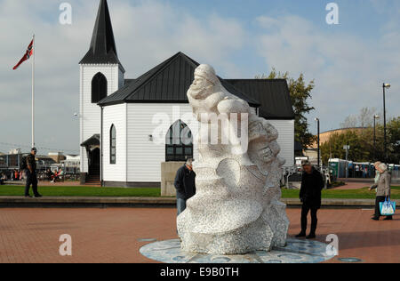 Captain Scott Denkmal, Skulptur, in Cardiff, Wales. Stockfoto