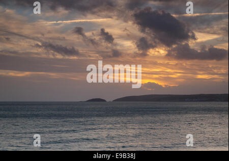 Letzten Licht des Tages von Downderry Stockfoto