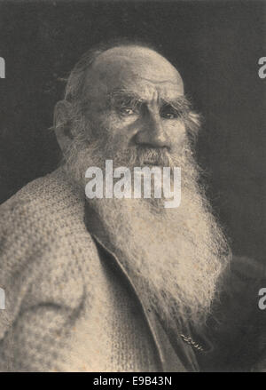 Porträt des großen russischen Schriftstellers Leo Tolstoy, 1908 Stockfoto