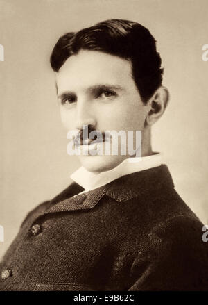 1890 Portrait von Nikola Tesla (im Alter von 34 Jahren), serbische American Erfinder, Elektro-Ingenieur, Maschinenbau-Ingenieur und Futurist. Stockfoto