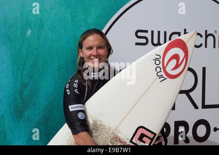 Hossegor, Frankreich. 20. August 2014. Die Swatch Girls Pro International Surfing Championships. Marie Dejean (FRA). Die Veranstaltung wurde gewonnen von Nikki Van Dijk (AUS) © Action Plus Sport/Alamy Live News Stockfoto