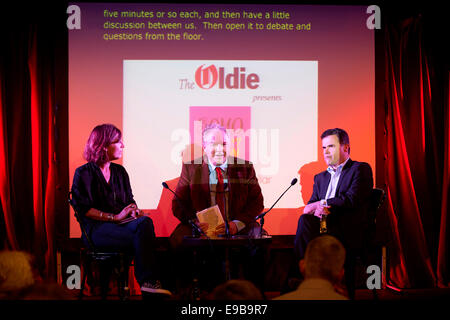 Merryn Somerset Webb, Martin Vander Weyer und Oliver Kamm beim Soho Literary Festival Stockfoto